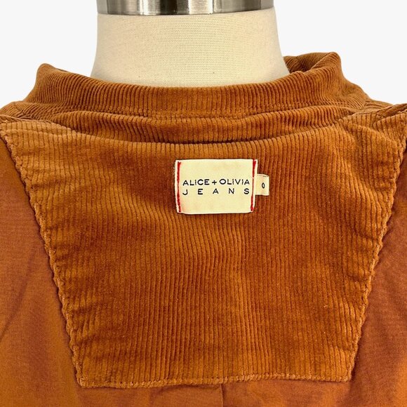 Alice + Olivia Macey Notched Collar Fitted Blazer Camel Brown Corduroy Size 0 - Picture 10 of 12